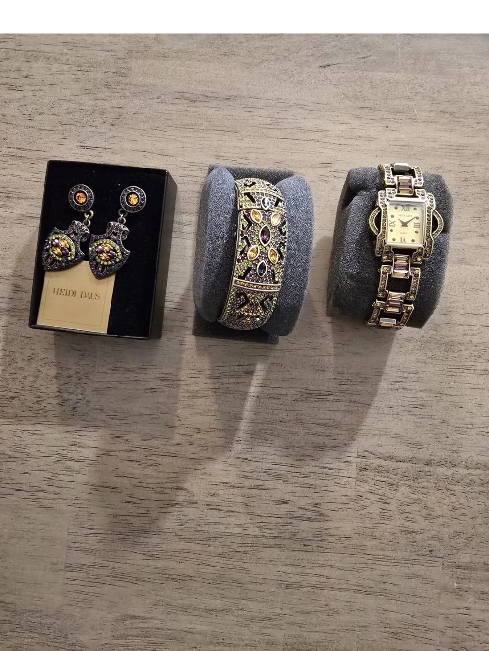 Lot Of Heidi Daus Jewelry Watch/ Bangle Watch/Earrings / 3 Total